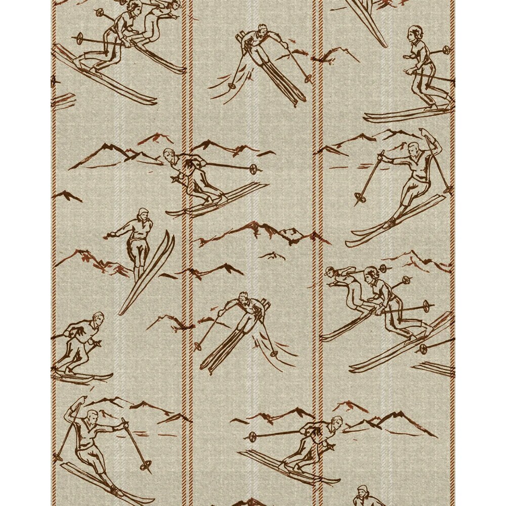 Vintage skier wallpaper detail