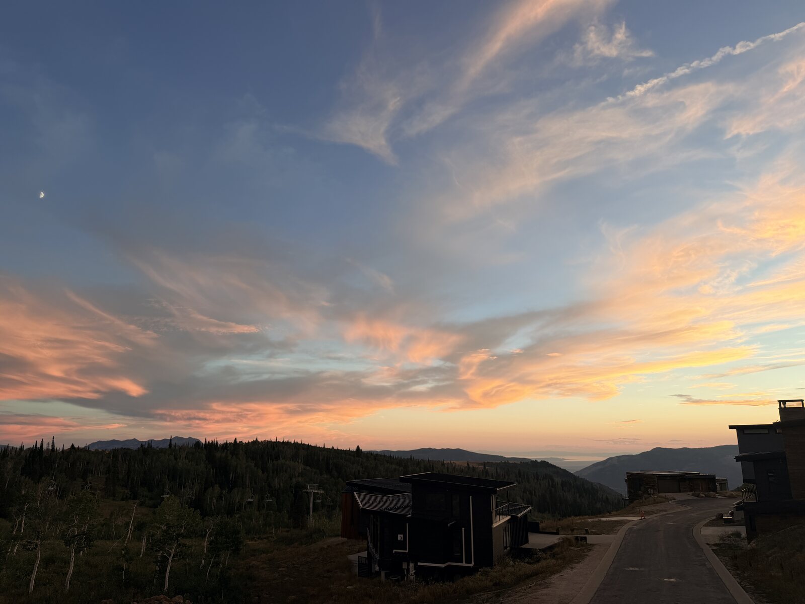 Sunset over the ski lift